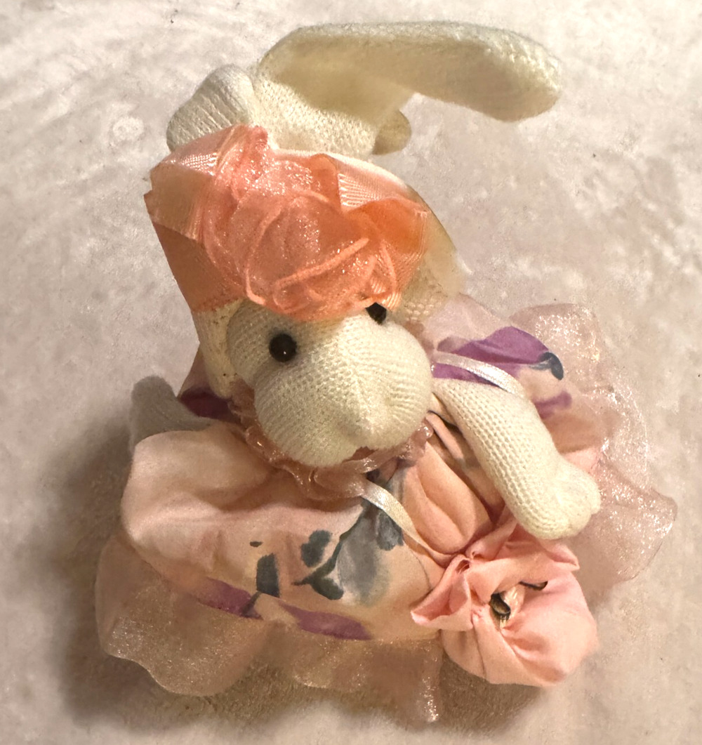 RUSS Rosette Spring Breeze Bunny Rabbit Stuffed Animal Knit pink dress & purse‎